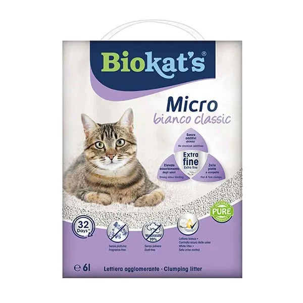 Biokat’s Micro Bianco Classic Kokusuz Topaklanan Doğal Kedi Kumu 6 Lt